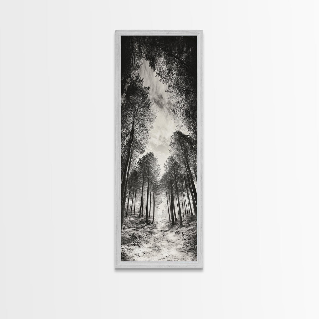 Pine Forest, Nature Path, Tree Canopy, Tranquil Woods, Canvas Print, Forest Wall Art, Minimalist Nature Decor, Meditation Room Artwork