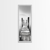 Rustic Dock, Peaceful Lake, Minimal Landscape, Black and White Art, Canvas Print, Tranquil Nature Scene, Entryway Art, Bedroom Wall Art