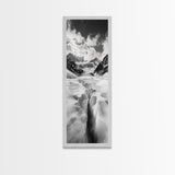 Glacier Trail, Snowy Valley, Black and White Mountain Art, Crevasse Texture, Canvas Print, Winter Landscape, Office Print, Entry Wall Art