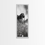 Abandoned Mine, Wooden Structure, Desert Scene, Western Vibes, Black and White Canvas Print, Industrial Rustic Living Room Wall Art