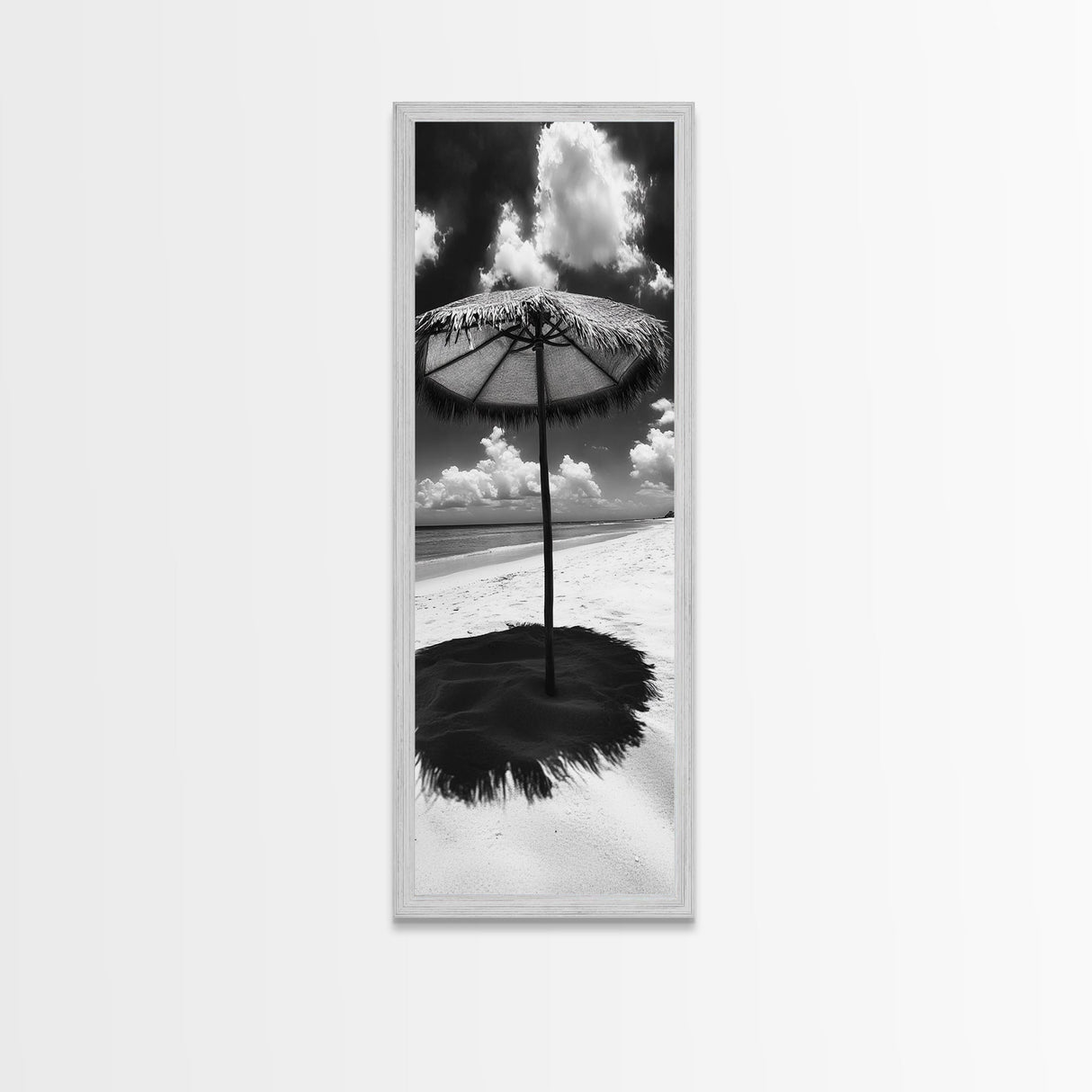 Beach Umbrella, Summer Shade, Ocean Serenity, Island Dreams, Coastal Peace, Framed Canvas Print, Living Room Wall Art, Boho Tropical Décor
