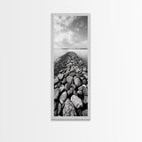Rocky Jetty, Ocean Horizon, Black and White Seascape, Minimalist Nature, Canvas Print, Neutral Wall Decor, Office Wall Art, Hallway Decor