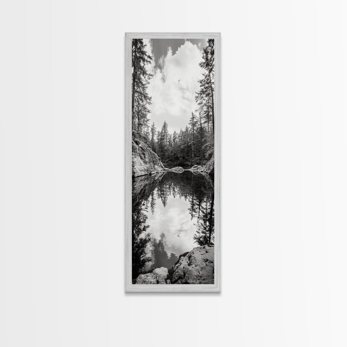 Forest Reflection, Tranquil Lake, Evergreen Woods, Wilderness Scene, Canvas Print, Rustic Cabin Wall Decor, Nature Photography Art