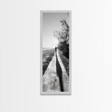 Walkway Shadows, Coastal Path, Minimalist Silhouette, Black and White Art, Framed Canvas Print, Hallway Decor, Calm Modern Wall Art