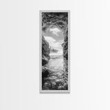 Sea Cave View, Ocean Opening, Rugged Rock Passage, Framed Canvas Print, Coastal Wall Art, Adventure Decor, Modern Rustic Style