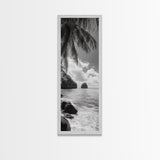 Island View, Palm Shoreline, Tropical Escape, Framed Canvas Print, Beach House Wall Art, Coastal Summer Decor, Zen Ocean Aesthetic