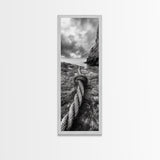 Nautical Rope, Coastal Texture, Ocean Cliff Mood, Seaside Minimal, Framed Canvas Print, Nautical Wall Art, Modern Rustic Bathroom Decor