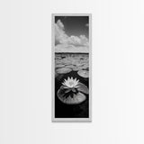 Water Lily Bloom, Lake Flowers, Lotus Petals, Peaceful Reflections, Botanical Art Framed Canvas Print, Spa Room Floral Wall Decor