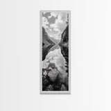 Reflective Lake, Cloud Mirror, Mountain Calm, Canvas Print, Serene Bedroom Wall Art, Nature Tranquility, Scandinavian Landscape Style