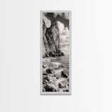 Coastal Cliffside, Seaside Rock Wall, Ocean Wilderness, Canvas Print, Rustic Beach House Art, Adventure Decor, Nature Photography