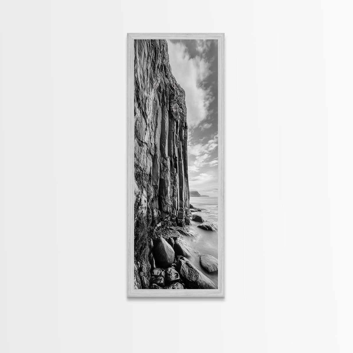 Cliffside Texture, Ocean Rocks, Vertical Landscape, Canvas Print, Modern Coastal Wall Art, Minimalist Nature Decor, Hallway Art