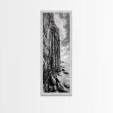 Cliffside Texture, Ocean Rocks, Vertical Landscape, Canvas Print, Modern Coastal Wall Art, Minimalist Nature Decor, Hallway Art