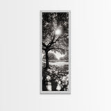 Sunlight Tree, Autumn Glow, Nature Shadowplay, Black White Forest Scene, Canvas Print, Fall Living Room Art, Boho Earthy Wall Decor