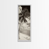 Tropical Palm Tree, Seaside Tranquility, Island Breeze, Framed Canvas Print, Bathroom Wall Art, Boho Beach Decor, Coastal Vibes