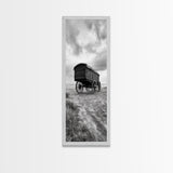 Covered Wagon Trail, Old West Scene, Vintage Rustic Art, Homestead Vibe, Framed Canvas Print, Farmhouse or Office Wall Art, Boho Bedroom