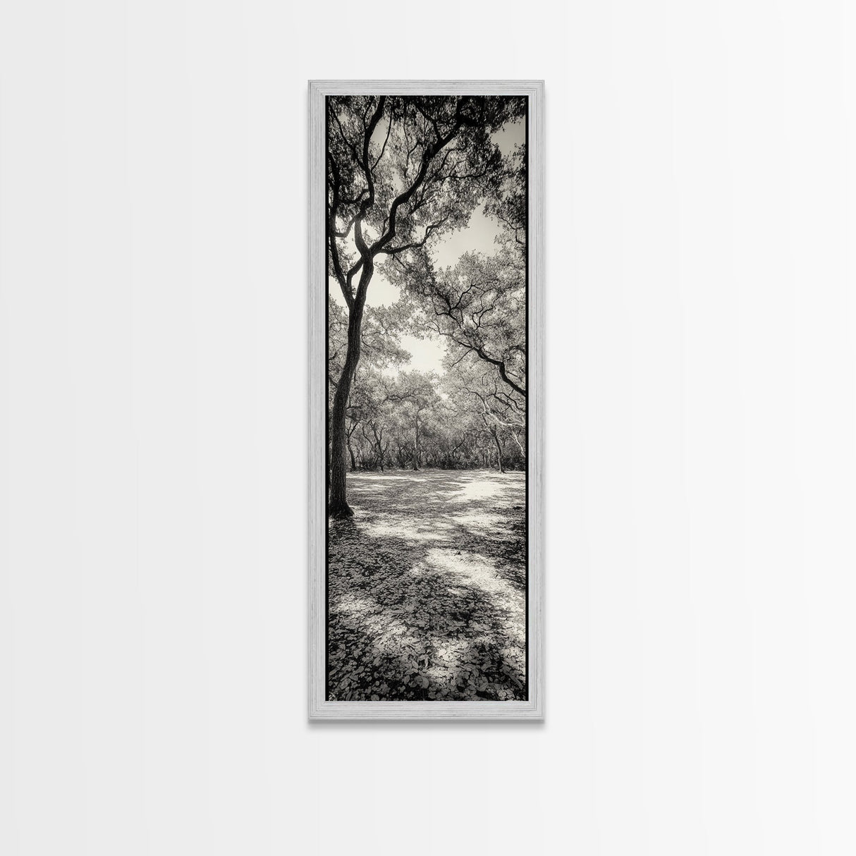 Autumn Forest Light, Peaceful Woodland Canopy, Fall Vibes Scene, Framed Canvas Print, Cozy Living Room Art, Entryway Wall Art