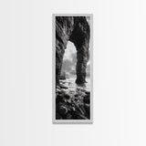 Sea Arch, Coastal Rocks, Ocean Waves, Dramatic Sky, Framed Canvas Print, Coastal Wall Art, Minimalist Beach House Decor, Bedroom Artwork
