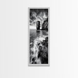 Seaside Cliff, Wild Waters, Rock Formation, Canvas Print, Coastal Landscape Art, Living Room or Office Decor, Moody Ocean Aesthetic