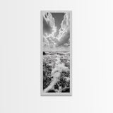 Sparkling Ocean, Cloud Horizon, Sea Breeze, Framed Canvas Print, Bright Coastal Art, Bathroom or Living Room Summer Vibe Wall Decor