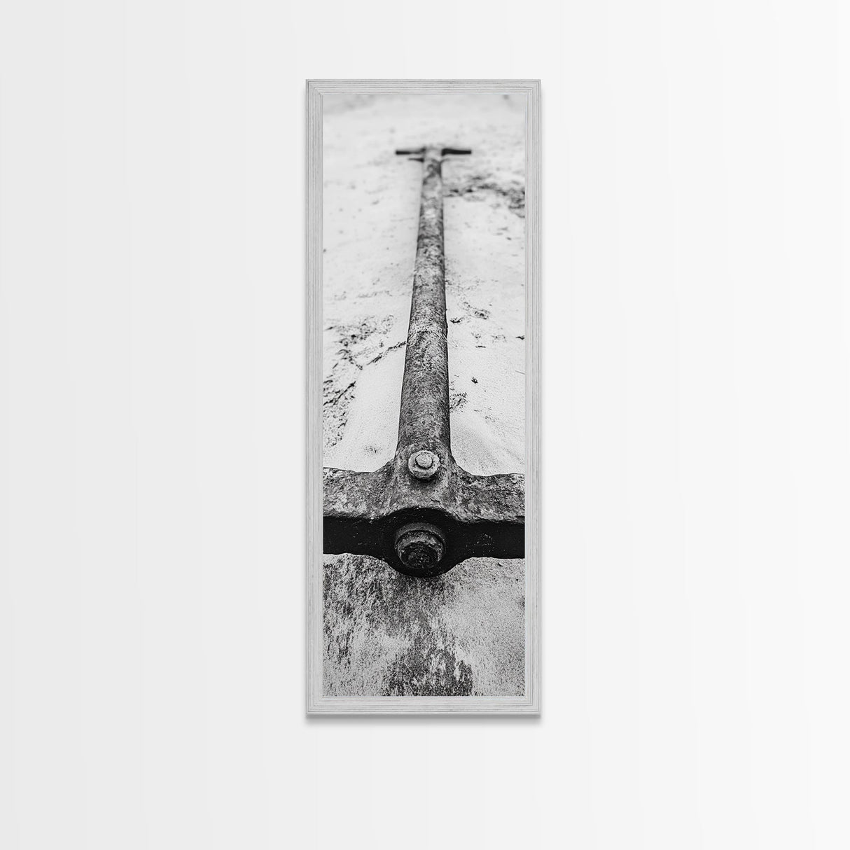 Rusted Anchor, Beach Texture, Metal Detail, Framed Canvas Print, Industrial Coastal Wall Art, Nautical Bathroom Print, Office Decor
