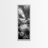 Rainbow Valley, Moody Skies, Stormy Horizon, Highland River, Framed Canvas Print Autumn Wall Decor, Scandinavian Nature Art, Living Room Accent