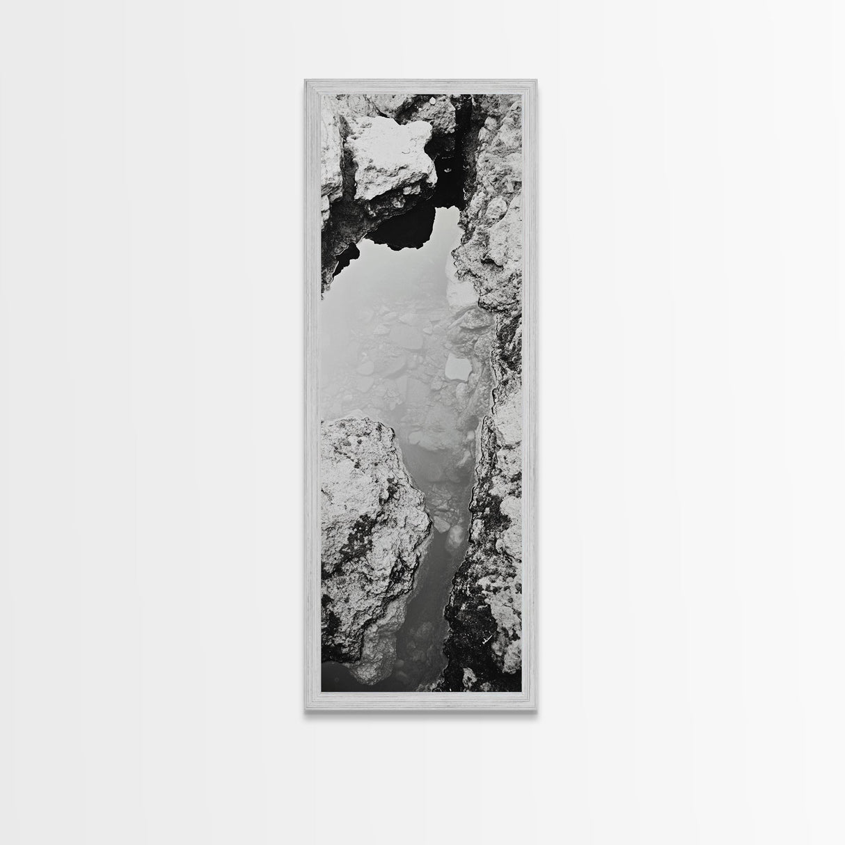 Tidal Pool, Coastal Rock, Still Water, Natural Texture, Framed Canvas Print Earth Tone Decor, Zen Bathroom Art, Modern Minimalist Nature Wall Print