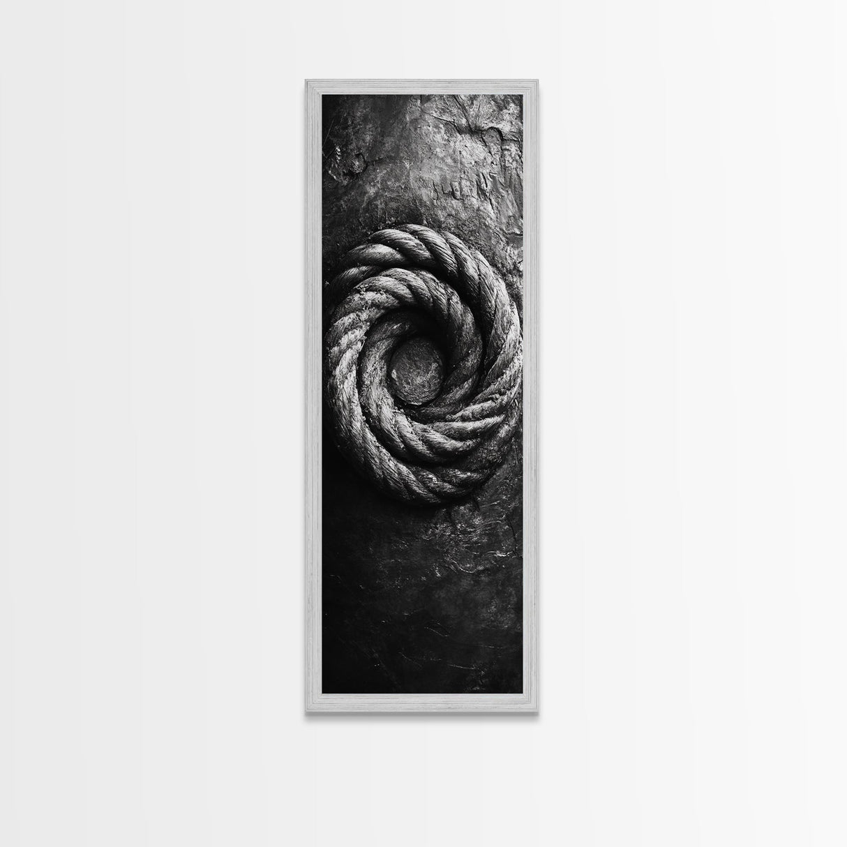 Nautical Rope Closeup, Industrial Texture, Abstract Rustic, Framed Canvas Print, Office Wall Art, Monochrome Art, Modern Nautical Decor