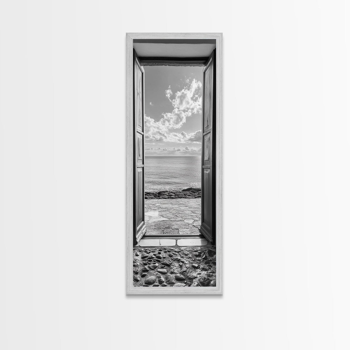 Open Door View, Sea Horizon Art, Dreamy Ocean Photography, Modern Entryway Decor, Framed Canvas Print, Minimalist Style Seascape