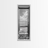 Open Door View, Sea Horizon Art, Dreamy Ocean Photography, Modern Entryway Decor, Framed Canvas Print, Minimalist Style Seascape