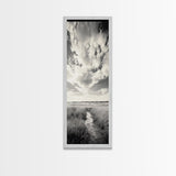 Marshland Pathway, Coastal Grassland Art, Nature Wall Decor, Calm Landscape Style, Framed Canvas Print, Neutral Tones Minimalist