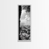 Ocean Cave View, Coastal Water Art, Dreamy Nature Escape Print, Bathroom or Bedroom Decor, Framed Canvas Print, Tranquil Seascape