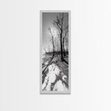 Haunting Tree Silhouettes, Forest Edge, Black White Nature, Desert Trees, Framed Canvas Print, Fall Art, Living Room Wall Art