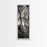 Twisted Trees, Enchanted Path, Forest Tunnel, Autumn Mood, Mystical Nature Framed Canvas Print, Fall Entryway Wall Art, Rustic Decor