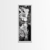 Forest Reflection, Lake Stillness, Tranquil Pines, Nature Calm, Black and White Canvas Print, Bedroom Wall Art, Cabin Vibes