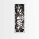 Tree Shadows, Woodland Light, Forest Stroll, Peaceful Canopy, Dappled Light Canvas Print, Cozy Living Room Wall Art, Autumn Decor
