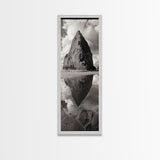Monolith Reflection, Coastal Rock, Dramatic Seascape, Tidal Pool, Nature Inspired Framed Canvas Print, Modern Hallway Wall Art