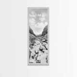 Snowy Pass, Winter Hike, Rocky Trail, Framed Canvas Print, Nature Lover Gift, Minimalist Mountain Art, Bedroom Wall Decor, Living Room Decor