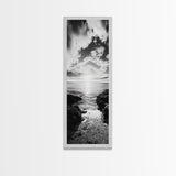 Sunset Shore, Tranquil Waters, Coastal Cove, Golden Glow Canvas Print, Beach House Living Room Wall Art, Seaside Summer Decor