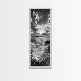 Ocean Splash, Dramatic Sunset, Crashing Waves, Sky Contrast, Canvas Print, Nautical Art, Coastal Bathroom Decor, Bold Seascape