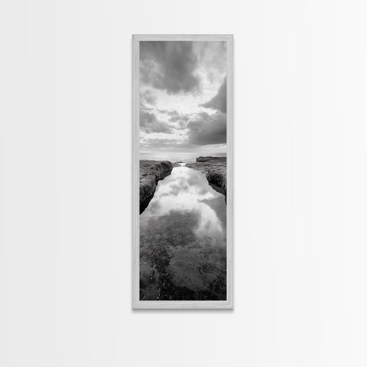 Tidal Pool, Ocean Reflection, Shore Calm, Seascape Beauty, Canvas Print, Minimalist Bathroom Art, Coastal Vibes, Tranquil Decor