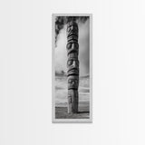 Totem Pole, Tribal Faces, Historic Symbolism, Canvas Print, Cultural Wall Decor, Office Wall Art, Rustic Museum Style Photography