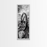 Prairie Wagon Wheel, Antique Rustic Wall Decor, Western Homestead Art, Barnhouse Style Print, Canvas Print, Fall Living Room Art