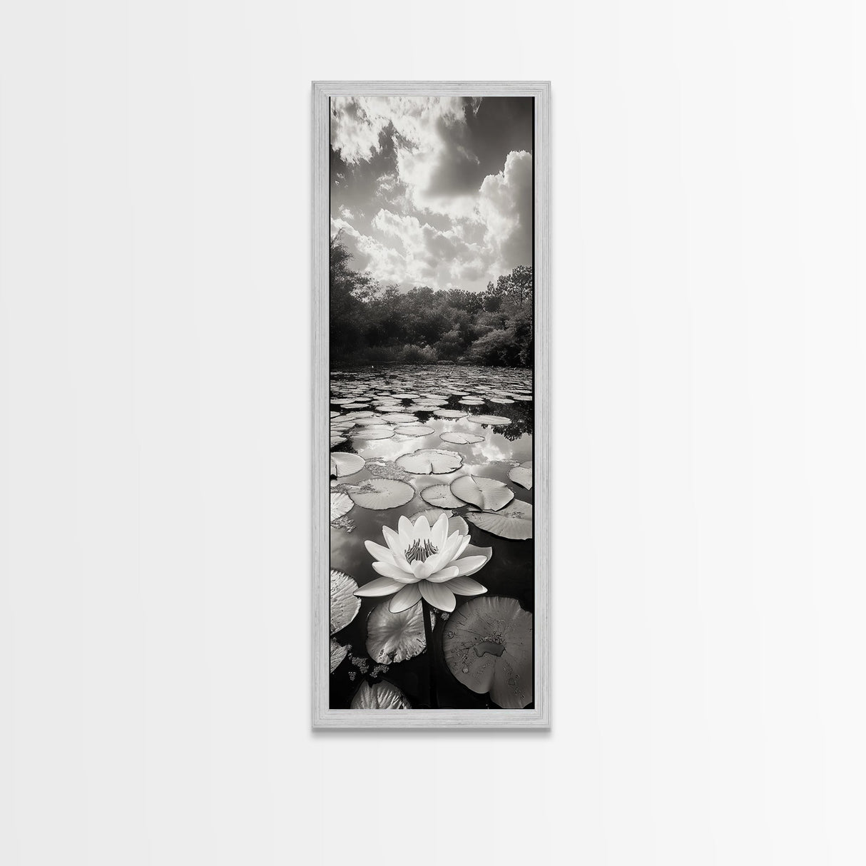 Water Lily Pond, Serene Botanical Art, Peaceful Garden Wall Decor, Zen Nature Print, Spa or Bedroom Accent, Framed Canvas Print