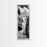 Coastal Cliff Waves, Rugged Seaside Art, Ocean Rock Photography, Bold Nature Wall Decor, Modern Bathroom Accent, Canvas Print