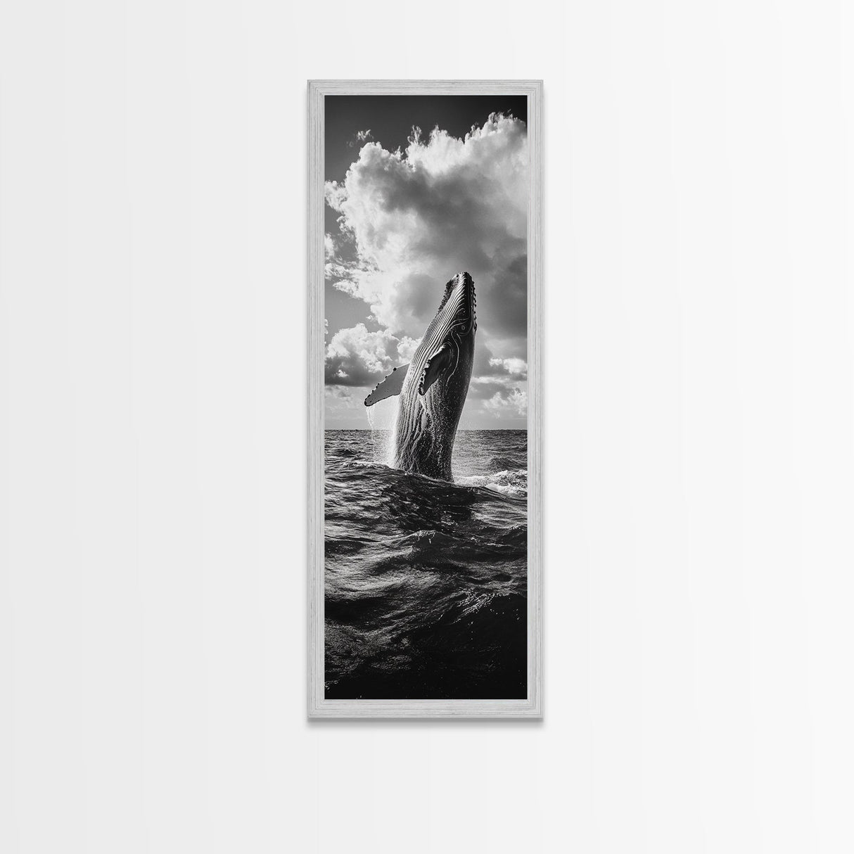 Breaching Whale Art, Ocean Wildlife Print, Marine Life Photography, Dramatic Sea Scene, Coastal Living Room Decor, Canvas Print