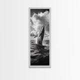 Breaching Whale Art, Ocean Wildlife Print, Marine Life Photography, Dramatic Sea Scene, Coastal Living Room Decor, Canvas Print