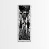 Pier Perspective, Symmetrical Architecture Art, Coastal Concrete Structure, Industrial Minimalist Decor, Framed Canvas Print