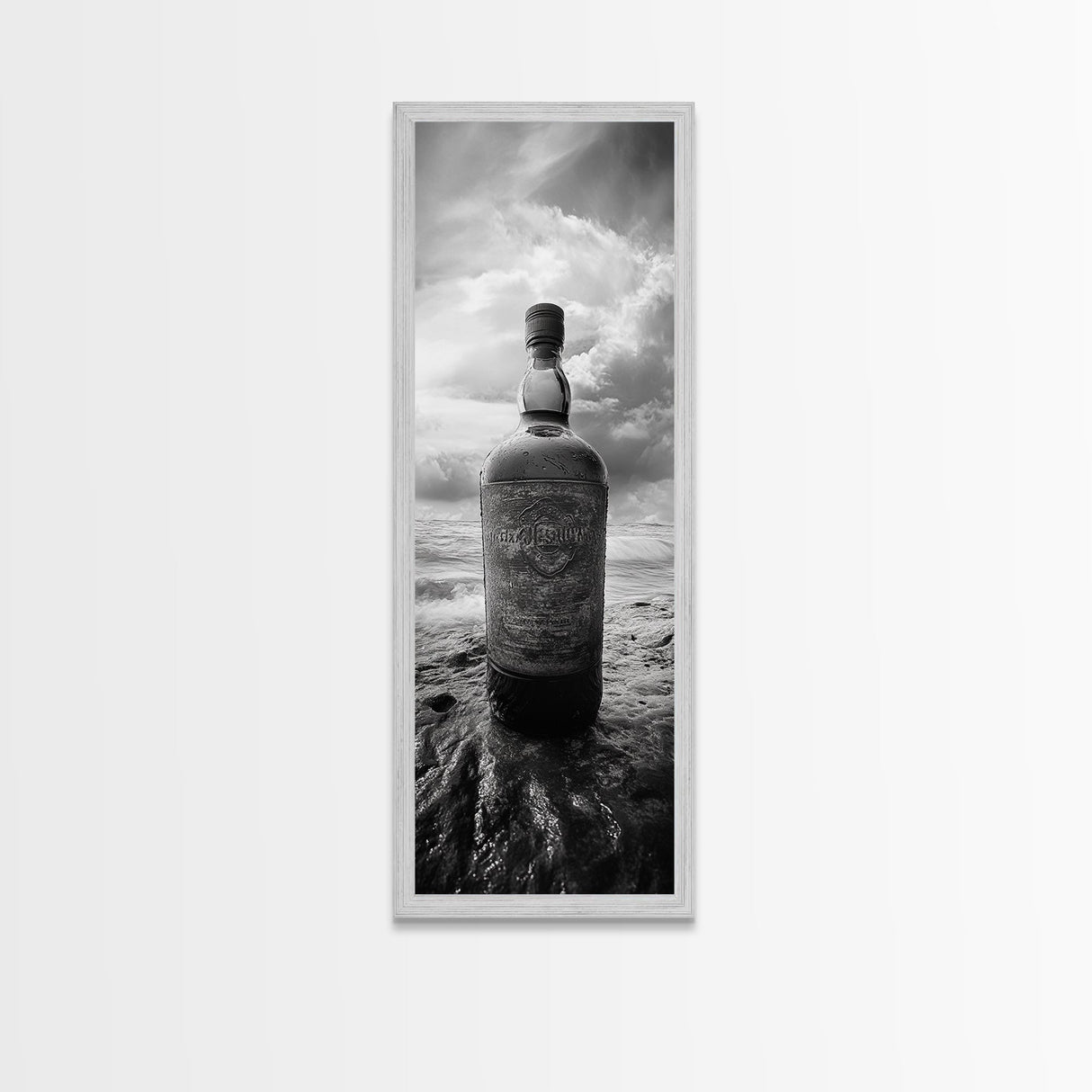 Weathered Bottle Beach, Abandoned Object Art, Coastal Still Life Print, Rustic Nautical Wall Decor, Studio or Bar Area, Canvas Print