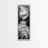 Wild River Path, Nature Wall Decor, Adventure Landscape, Monochrome Rapids, Framed Canvas Print, Rustic Living Room Wall Art, Moody Photography