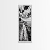 Cliffside Trail View, Path to Sea, Mountain Landscape, Framed Canvas Print, Wanderlust Decor, Office Wall Art, Adventure Travel Aesthetic